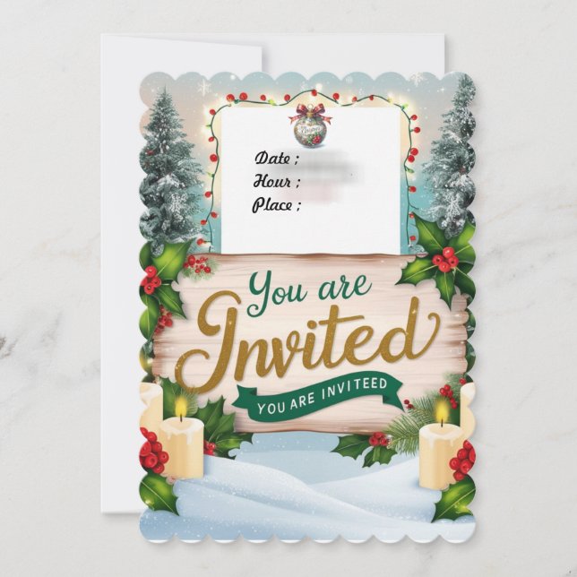 Convite Invitation chrismas you'are invited (Frente)