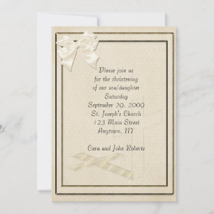 Convite Invitation Christening Cream Cross