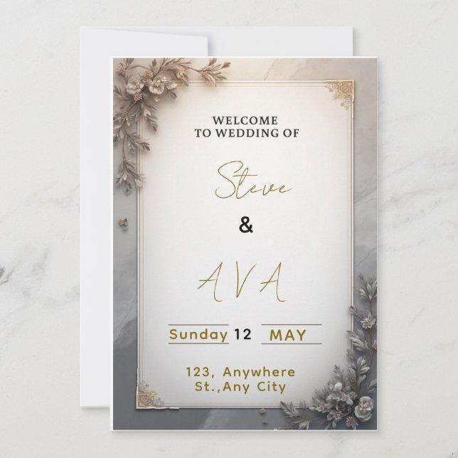 Convite Invitation Classic Elegant Wedding  (Frente)