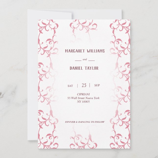 Convite Invitation de boda decorada con hojas de acanto (Frente)