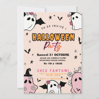 Convite Invitation Fête d'Halloween Girly Fille