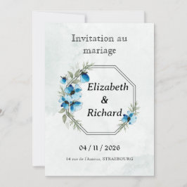 Convite Invitation "Fleurs bleues"