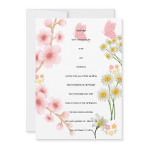 Invitation florale rose et marguerites | Mariage