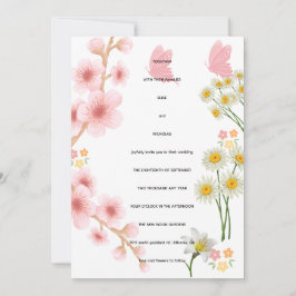 Convite Invitation florale rose et marguerites | Mariage