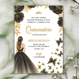 Convite Invitation for a Quinceañera with elegant floral 