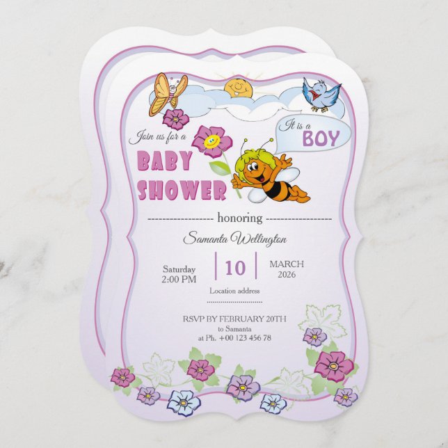 Convite invitation for baby shower (Frente/Verso)