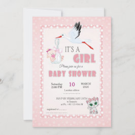 Convite invitation for baby shower, it is a girl
