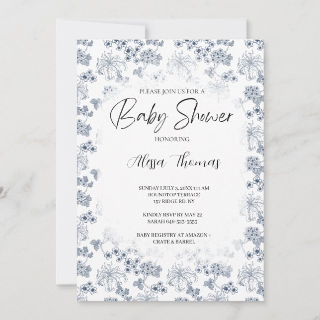 Convite Invitation for baby shower Toile Desing-Customizab (Frente)