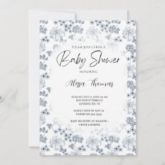 Convite Invitation for baby shower Toile Desing-Customizab