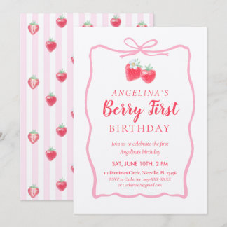 Convite Invitation for Elegant First Birthday .