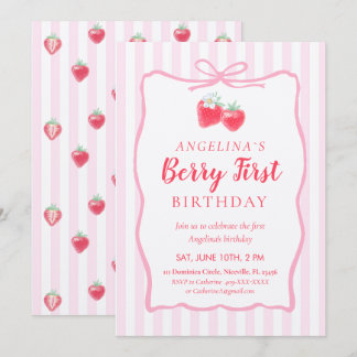 Convite Invitation for Elegant First Birthday .