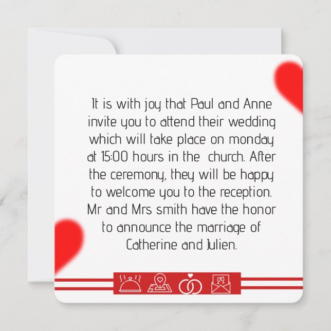 Convite invitation mariage  (Frente)