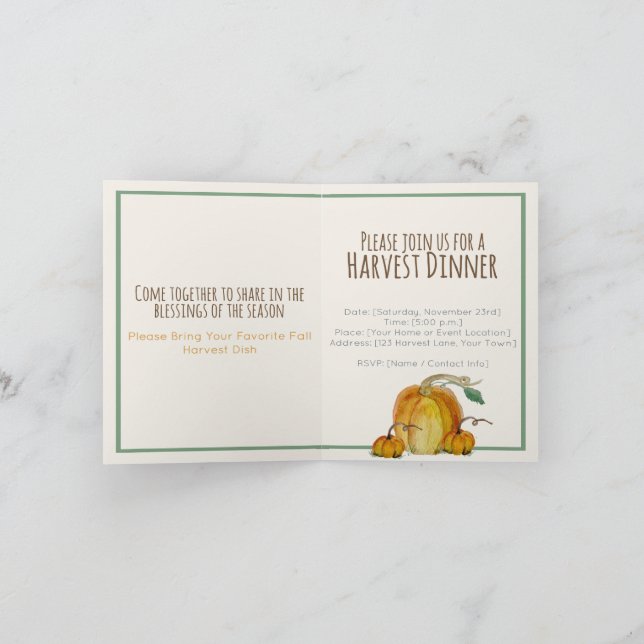 Convite Invitation: Pumpkin Harvest Blessing  (Interior)