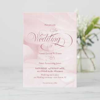 Convite Invitation simple de mariage pivoine rose