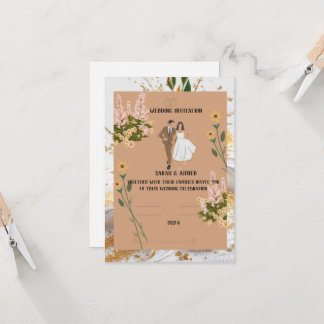 Convite Invitation simple, Taille : 12,7 cm x 17,8 cm, Pap