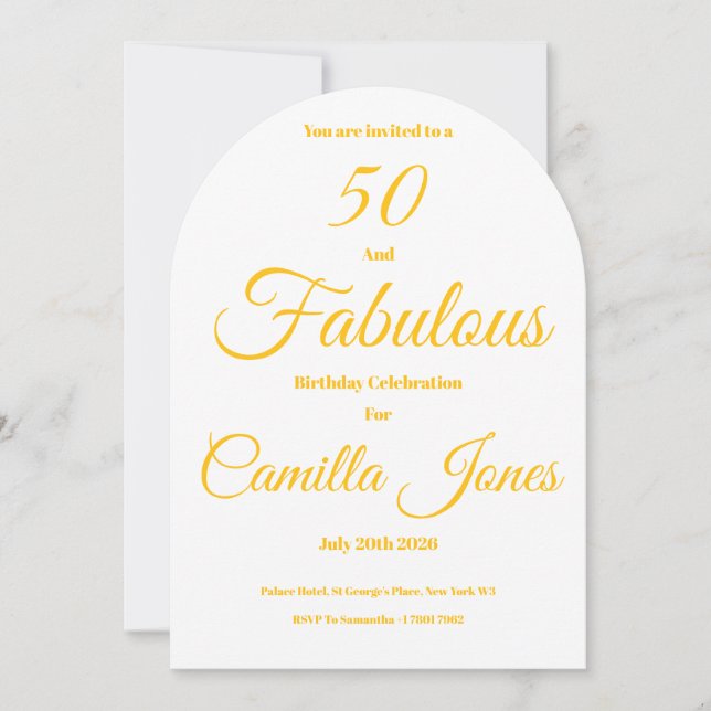 Convite Invitation to a 50th Birthday Party (Frente)