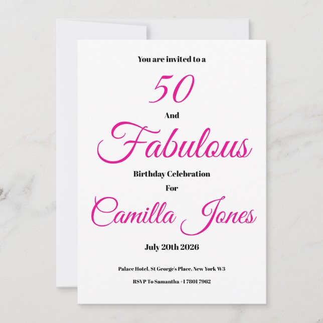 Convite Invitation to a 50th Birthday Party (Frente)