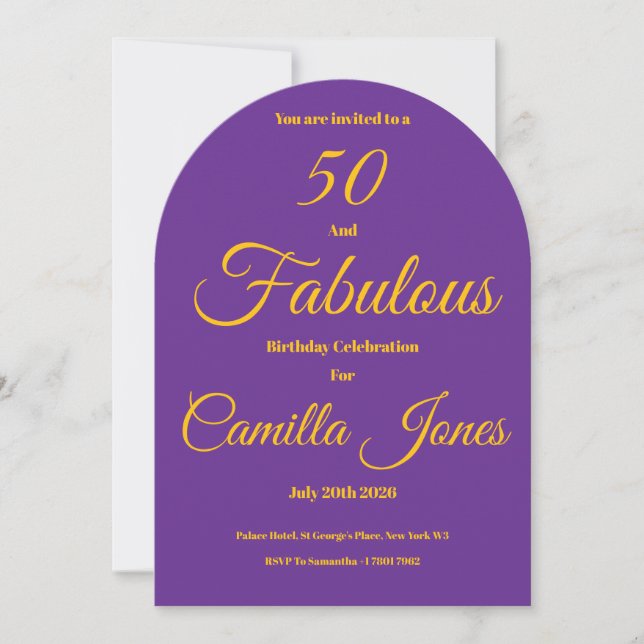 Convite Invitation to a 50th Birthday Party (Frente)
