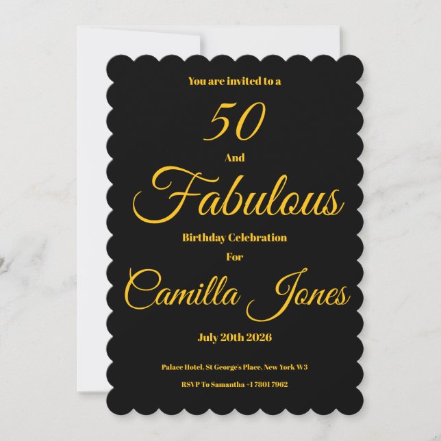 Convite Invitation to a 50th Birthday Party (Frente)