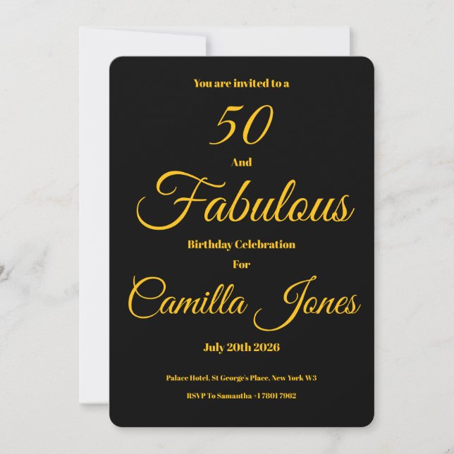 Convite Invitation to a 50th Birthday Party (Frente)