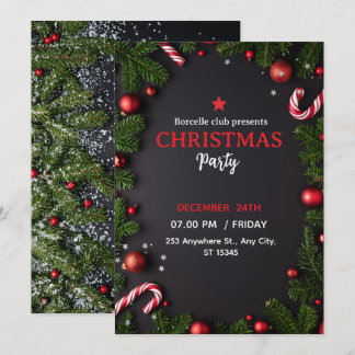 Convite Invitation to a rustic Christmas party with a beau