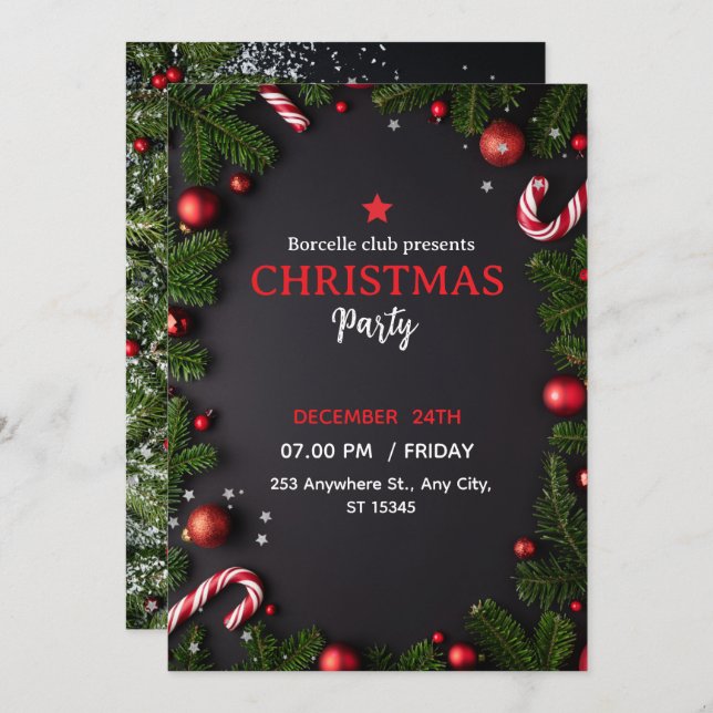 Convite Invitation to a rustic Christmas party with a beau (Frente/Verso)