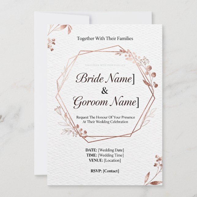 Convite InvitationModern Geometric Wedding Invitation | Mi (Frente)