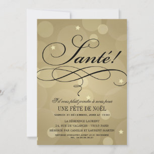 Convite Invitations de Fête de Noël Champagne Vive Thème