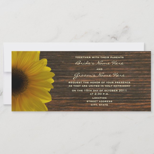 Convite Invite Casamento outono Amarelo de Girassol e Made (Frente)