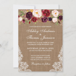 Convite Invite Luzes Florais De Burlap Rustic Casamento