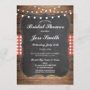 Convite Invite Madeira Vermelha Rústica Do Partido chá de 