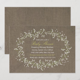 Convite Invite o Chá de fraldas Rustic Floral Wreath & Bur