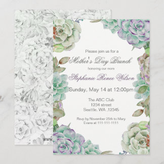 Convite Invites de Dia de as mães de Suculência de Aquarel