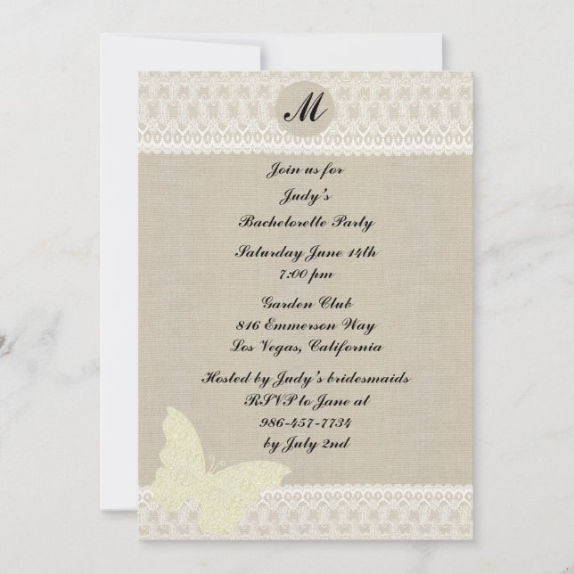 Convite Invólucro De Festa de solteira De Monograma De Col (Frente)