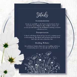 Convite Invólucro Floral de Flor Branco Azul marinho