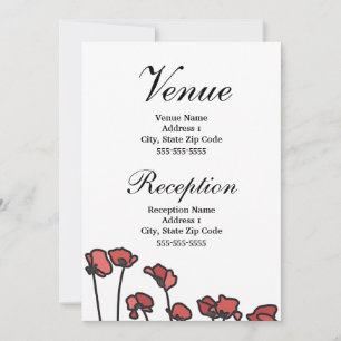 Convite Invólucro Floral de Venue Poppies Vermelhos e Rosa