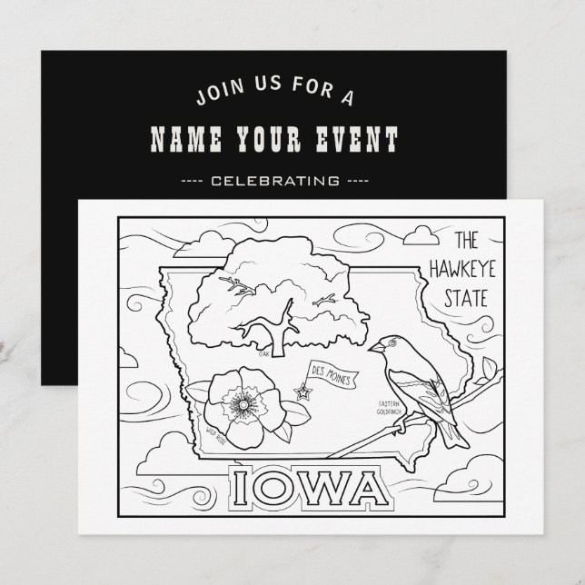 Convite iowa me colore colagem (Frente/Verso)