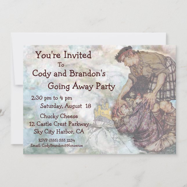 Convite Ir afastado blocos do gigante do conto de fadas do (Frente)