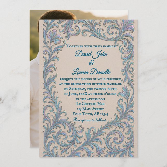 Convite Iridescent Vow Photo Wedding Invitation (Frente/Verso)