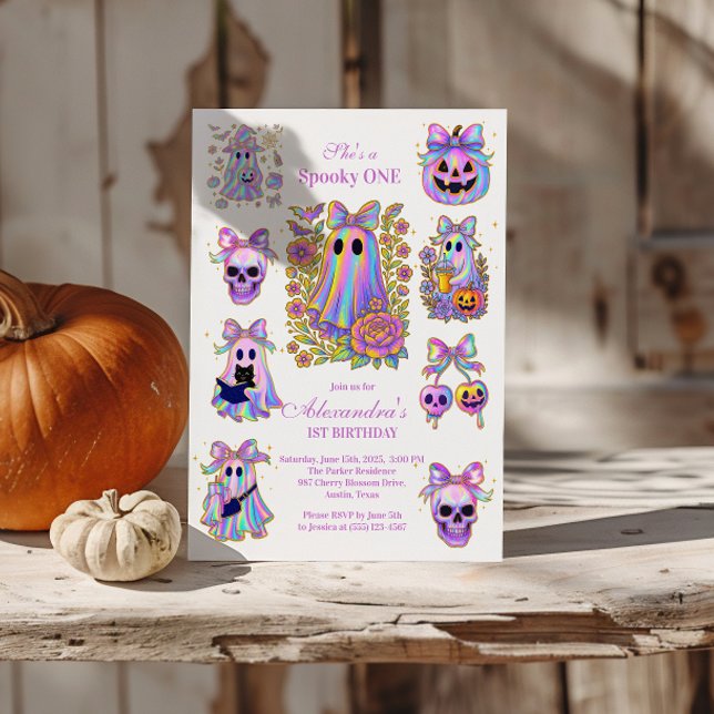 Convite Iridescente Coquette Assustador ONE Halloween (Criador carregado)