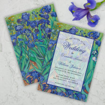 Iris Blauis Florais Caligrafia de Casamento Van Go