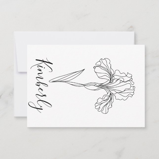 Convite Íris de fevereiro com nome personalizado Flor de N (Frente)