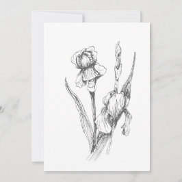 Convite Íris Desenhada À Mão Original, Arte Botânica