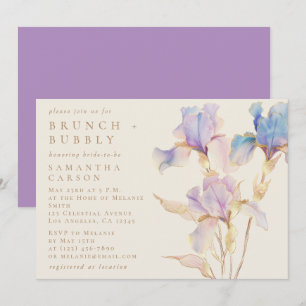 Convite Iris Floral Watercolor Brunch e Bubble
