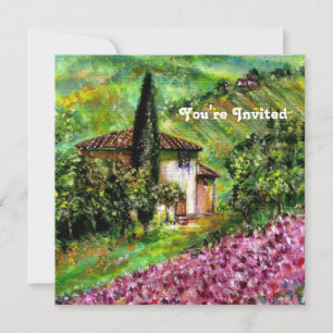 Convite ÍRIS NA TOSCANA,Campo de Flores Roxo Verde