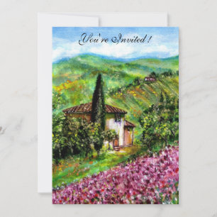 Convite ÍRIS NA TOSCANA, Campo de Flores Verde Roxo