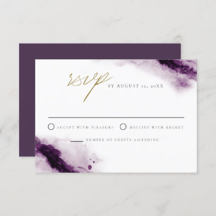 Convite IRIS   Plum Plum Purple Dourado Splash RSVP Card