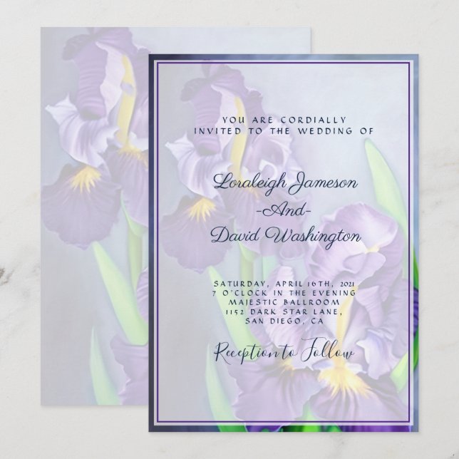 Convite Íris roxas sutis Casamento personalizado (Frente/Verso)