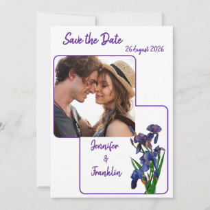 Convite Íris Roxo Moderno Mínimo Salve o Casamento de Data