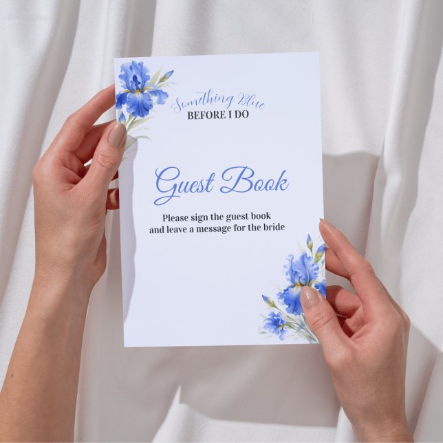 Convite Iris Something Blue Bridal Shower Guest Book Sign (Iris Something Blue Bridal Shower Guest Book Sign Invitation
)